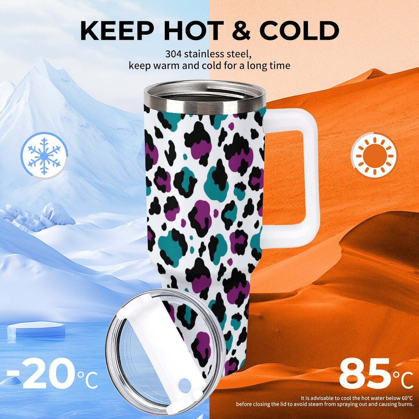 PHDT00394 POD US Local Tumbler 40 oz Large Capacity Car Cup Leopard