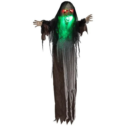 US Local 6' Life Size Decoration Animatronic Green Big-mouth Monster Outdoor Halloween, Sound And Motion Activated