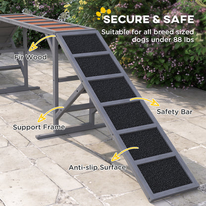 US Local Dog Agility Equipment Ramp With Safety Bar, Non-slip Surface, For Walk And Pause Training, Gray