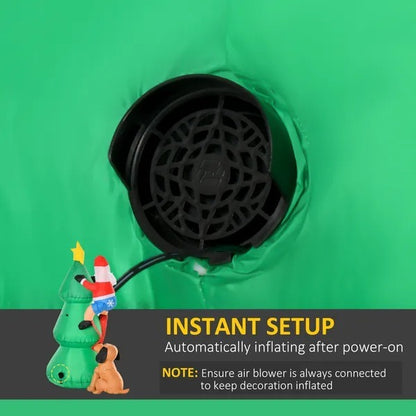 5.9ft Inflatable Christmas Tree, Santa Claus, Dog, LED Lights, Indoor, Outdoor, Home, Garden, Lawn, Decoration