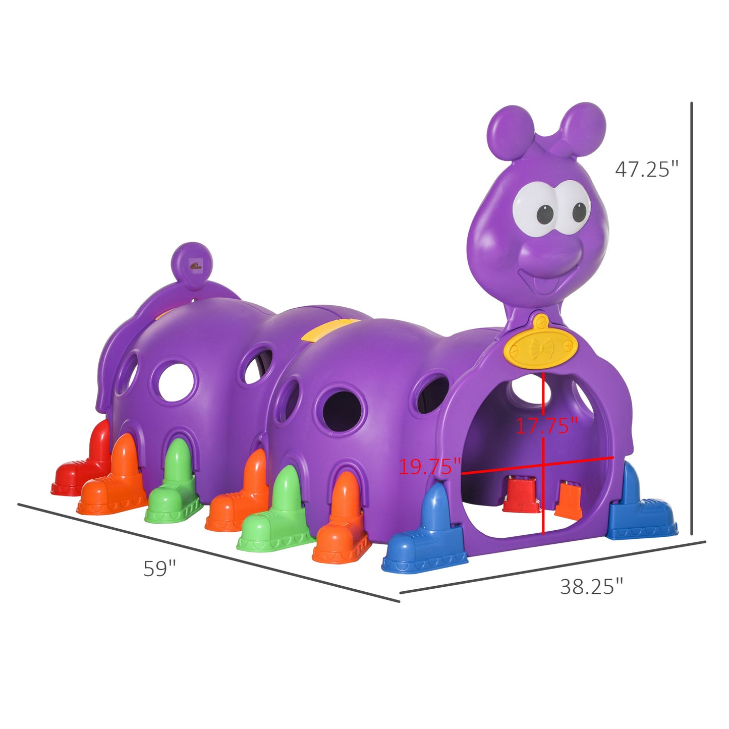 US Local 2 Sections Kids Climbing Tunnel For Indoor Outdoor Climb & Crawl Toy Play Structure For 3-6 Years Old Boys Girls, Purple