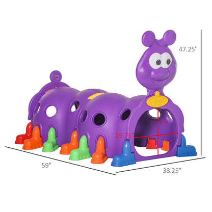 US Local 2 Sections Kids Climbing Tunnel For Indoor Outdoor Climb & Crawl Toy Play Structure For 3-6 Years Old Boys Girls, Purple