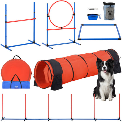 US Local VEVOR Dog Agility Training Equipment 5 PCS Set Upgrade W Hurdles Extended Tunnel