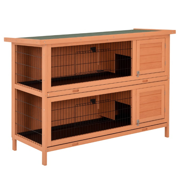 US Local 54  Rabbit Cage, 2-Tier Rabbit Hutch Outdoor Guinea With Removable Dividers And Pull-Out Trays, Orange