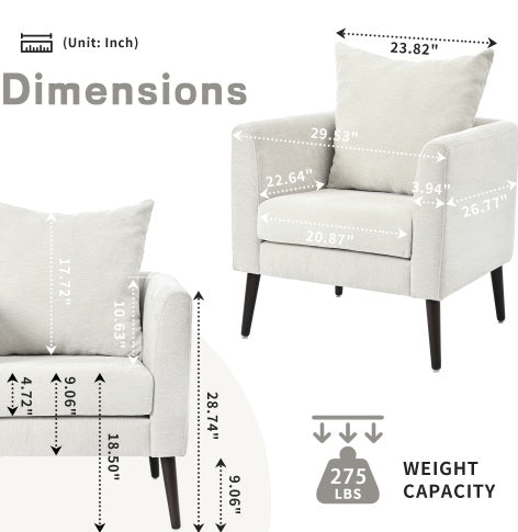 US Local Upholstered Armchair With Solid Wood Legs