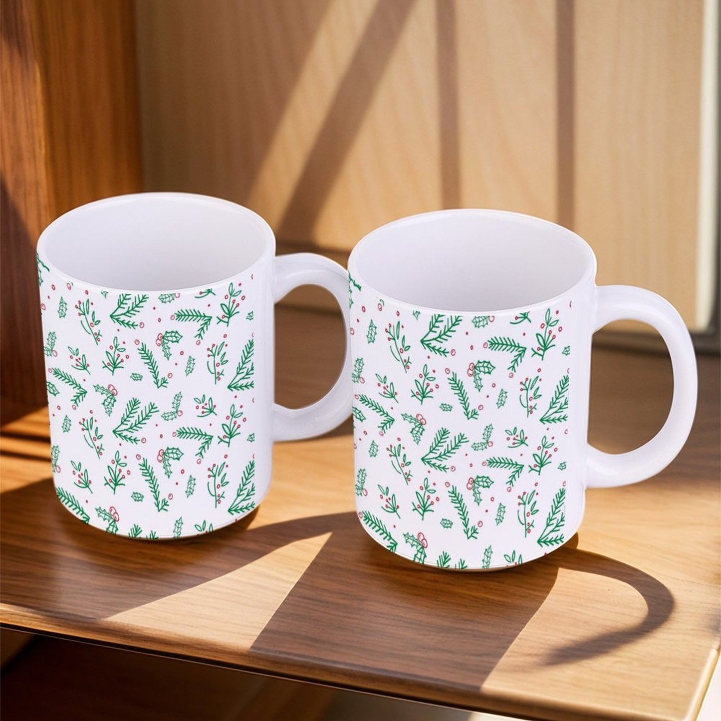 POD US Local White mug with full print, Christmas Green 0073