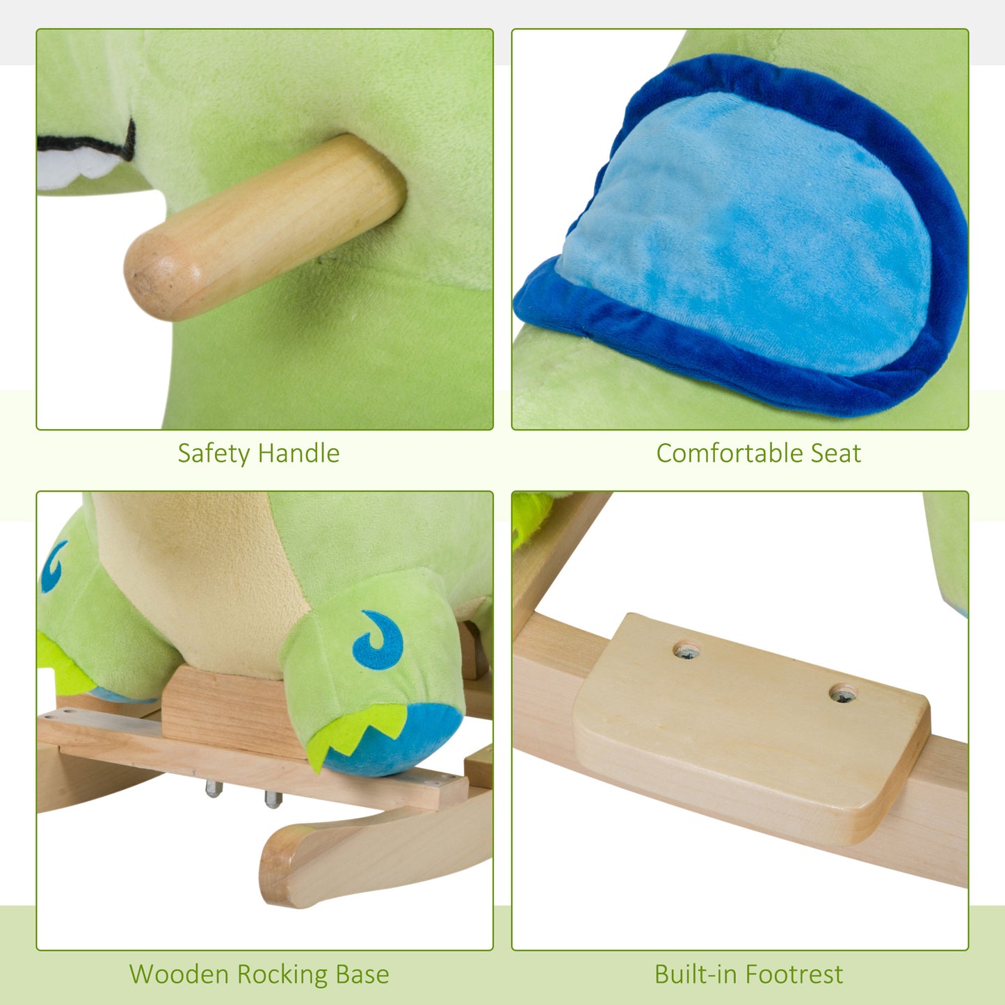 US Local Kids Plush Ride-On Rocking Horse Toy Dinosaur Ride on Rocker with Realistic Sounds