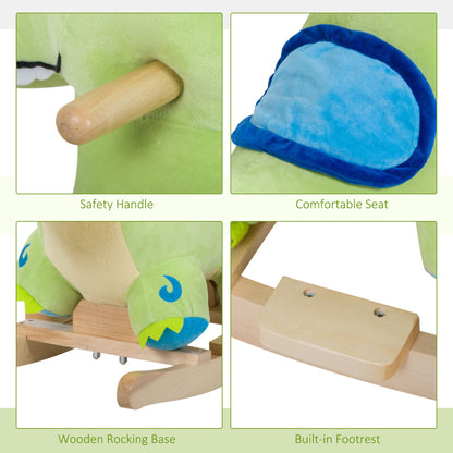 US Local Kids Plush Ride-On Rocking Horse Toy Dinosaur Ride on Rocker with Realistic Sounds