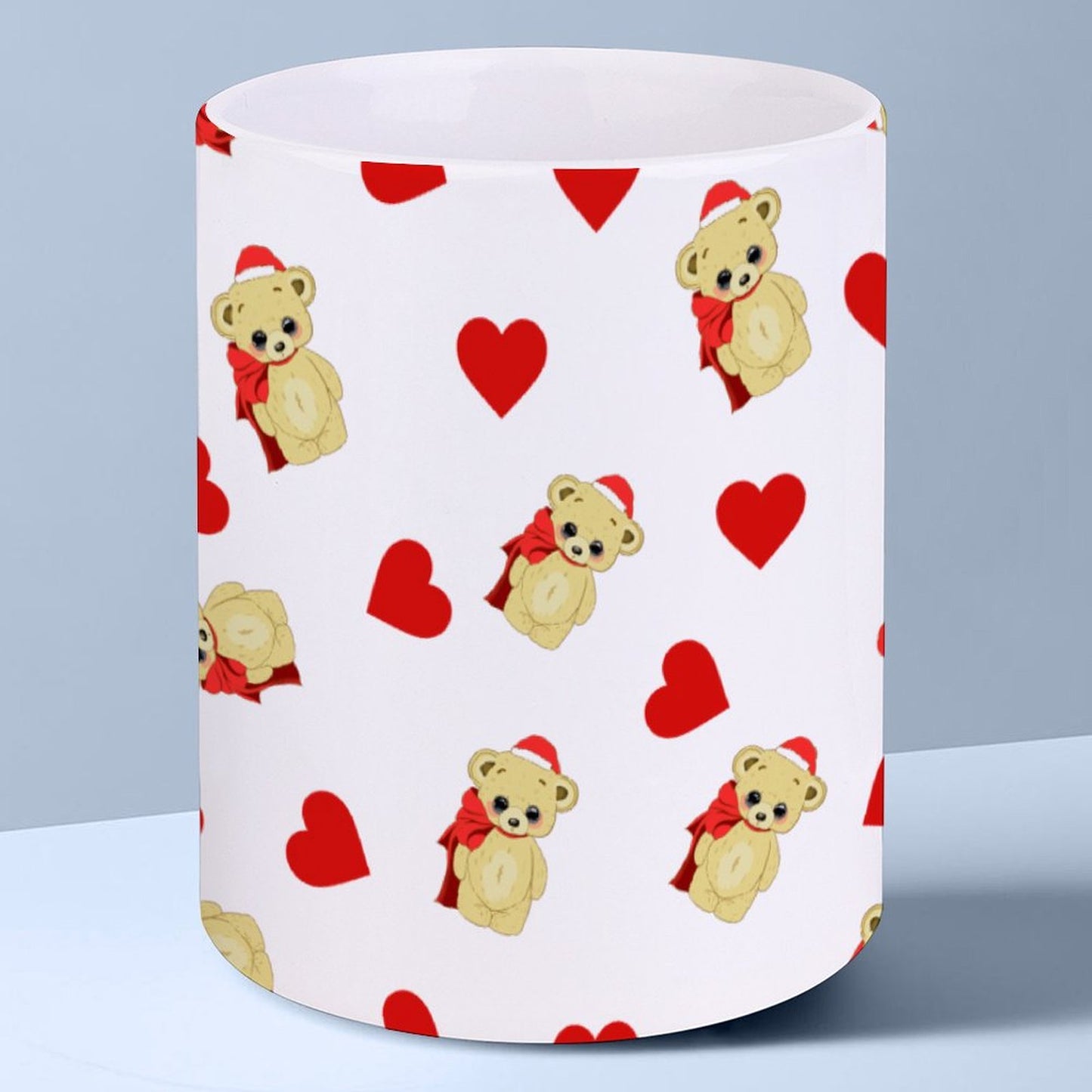 POD US Local White mug with full print, Christmas Teddy Bear, Love 0037