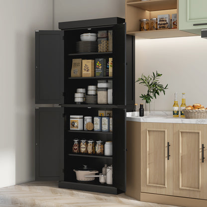 US Local 6 Tier Pantry Haven  Modern Freestanding Storage Cabinet With Adjustable Shelves  Sleek Black