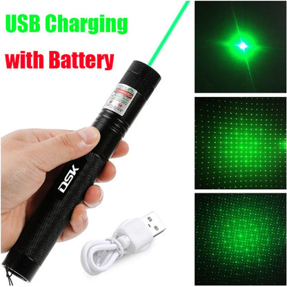US Local USB Rechargeable Green Laser Pointer Pen Light 990Miles 532NM Astronomy Visible Beam Light 1mw Flashlight