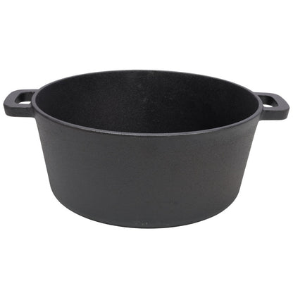 US Local One In One Pre Seasoned Cast Iron Dutch Oven With Dual Handles, Outdoor Camping Deep Pot, With 2 Silicone Handle Covers