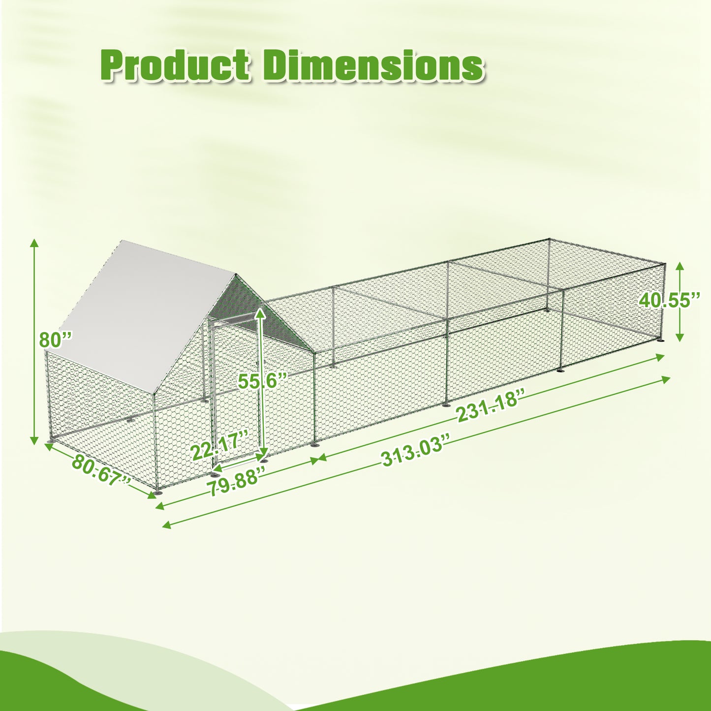 US Local Metal Chicken Coop,Walk-in Chicken Run,Poultry Chicken Hen Pen Cage,Rabbits Duck Cages,With Cover