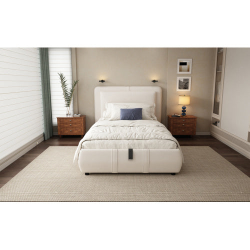 UK Local Upholstered Bed, Hydraulic Bed With Storage Function, 3ft Single Bed 90x190cm, Durable And Sturdy, Removable Soft Headboard Backrest, Velvet  Plywood, Beige