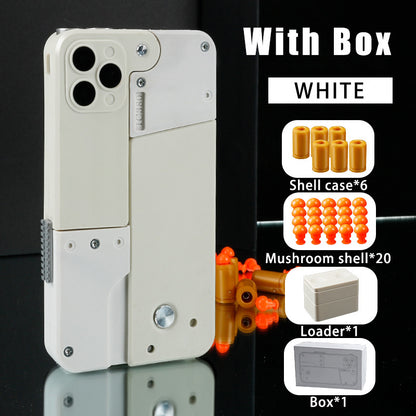 US Local Folding Pistol Bullet Automatic Shell Throwing Toy Creative Soft Bullet Toy Mobile Phone Appearance Gun Outdoor Interactive Kid Gift