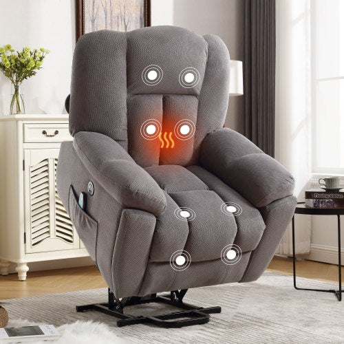 US Local Power Lift Recliner Chair Recliners For Elderly With Heat And Massage Recliner Chair For Living Room With Infinite Position And Side Pocket,USB Charge Port