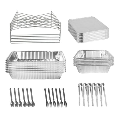 US Local Set Of 42Pcs Disposable Chafing Dish Buffet Set Chafing Servers With Covers Spoons Forks Tongs Full-Size Pans Food Warmers For Parties Events Catering Supplies With Utensils And Lids GPCT5373