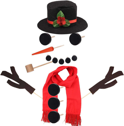 US Local 1 Set 16Pcs Snowman Decorating Dressing Kit Winter Party Kids Outdoor Toys Christmas Decoration Gift Hat Scarf Eye Mouth Nose Accessories