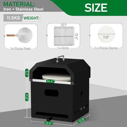 US Local Black, Square Pizza Oven With Handle, Iron Charcoal Oven