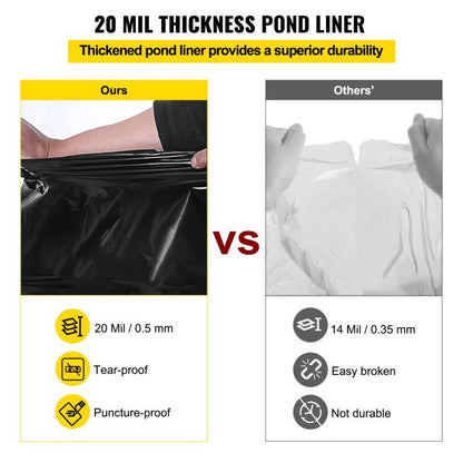 US Local VEVOR LLDPE Pond Liner 20x25 Ft, Pond Liner 20 Mil, Fish Pond Liners For Waterfall, Pond And Fish Ponds