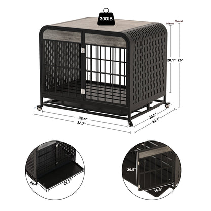 US Local Heavy Duty Dog Crate Furniture Wooden Table 33inch Grey