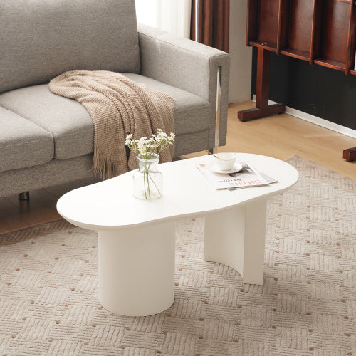 UK Local White Wooden Painted Coffee Table Abstract Cloud Shaped,Irregular White Coffee Table, Tea Table End Table, Modern Coffee Table, For Living Room Furniture, Easy Assembly