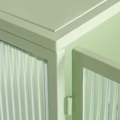 US Local Modern Double Door Wall Cabinet With Glass Door With Three Levels Of Storage For Entrance Living Room, Bathroom, Dining Room, Mint Green