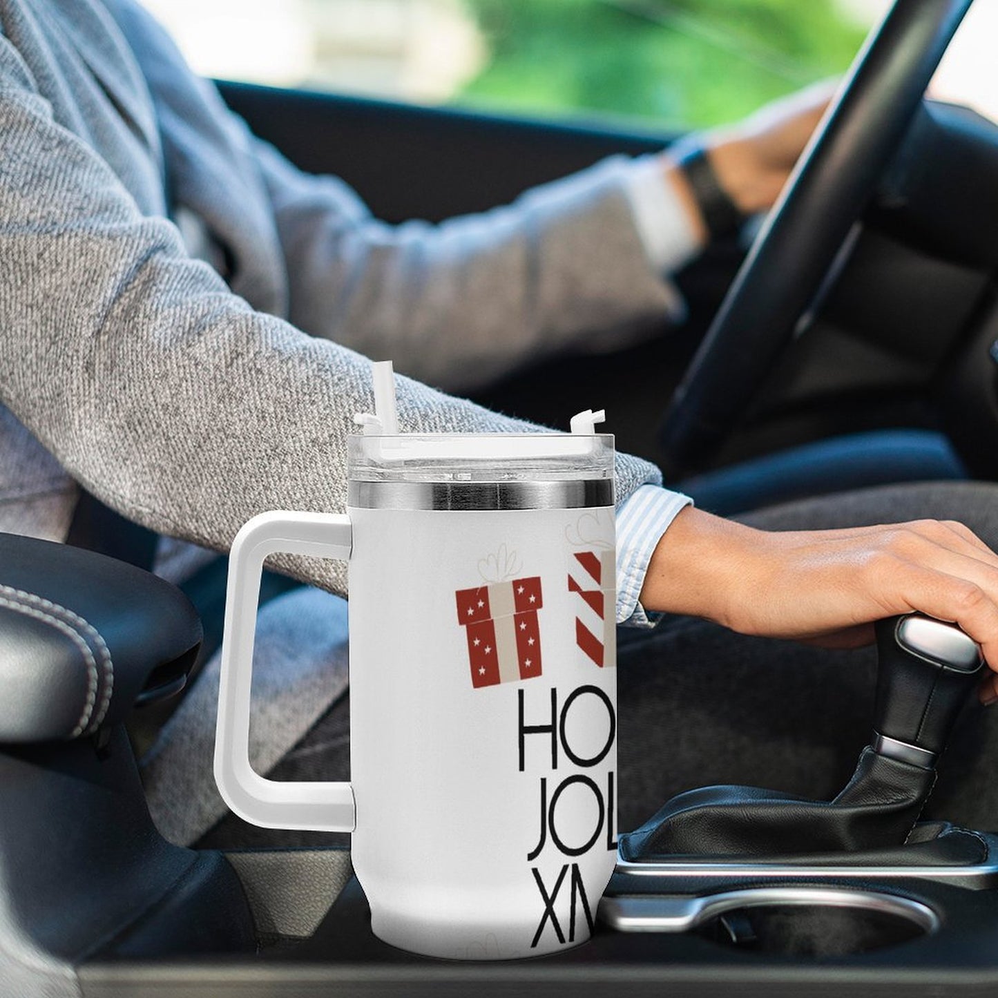 PHDT00208 POD US Local Tumbler 40 oz Large Capacity Car Cup Christmas Pendant, Red