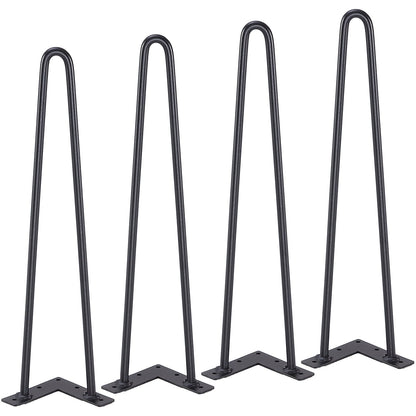 US Local VEVOR Hairpin Furniture Legs, Metal Home DIY Projects For Nightstand, Coffee Table, Desk, 500lbs Load Capacity With Rubber Floor Protectors, Metal Heavy Duty Sturdy Modern Table Legs, 4PCS Black