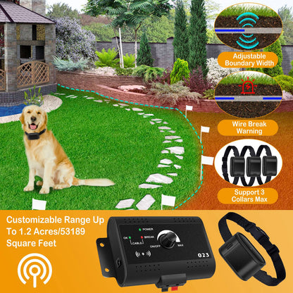 US Local 1Set Electric Dog Fence System Pet Tone Shock Boundary Containment Water Resistant Collar Receiver For Small Medium Large Dog