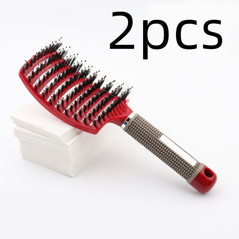Large Curved Comb Hairbrush Boar Bristles Massage Comb Curly Hair Multifunctional Hair Brush