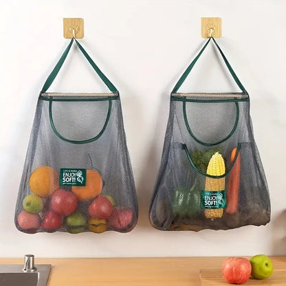 US Local Multi-Functional Kitchen Storage Mesh Bags - Wall-Mounted Organizers For Storing Fruits, Vegetables, Ginger, And Garlic, Hollow Mesh Bags ,Essential Home Accessories