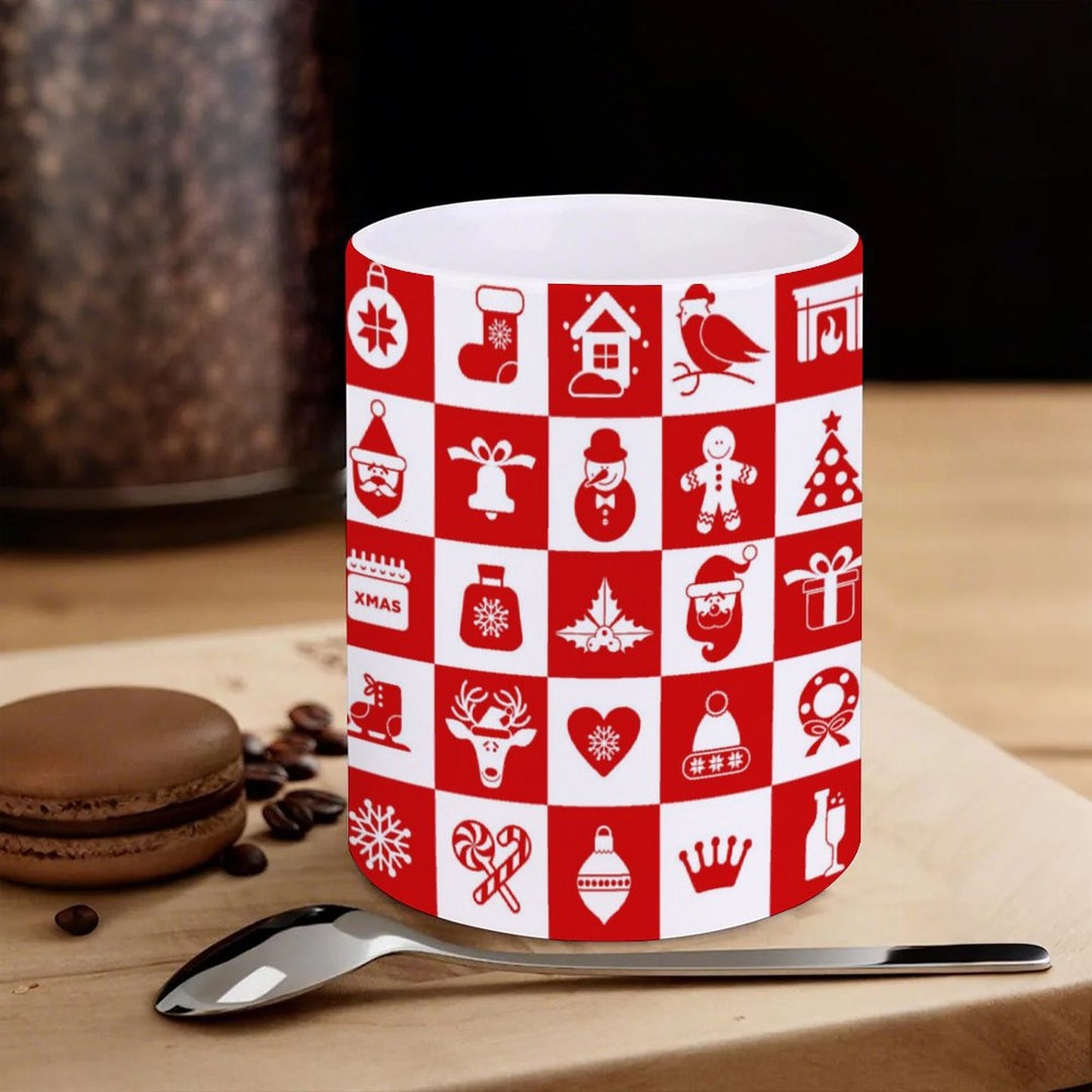 POD US Local White mug with full print, Christmas Santa Claus Reindeer 0053