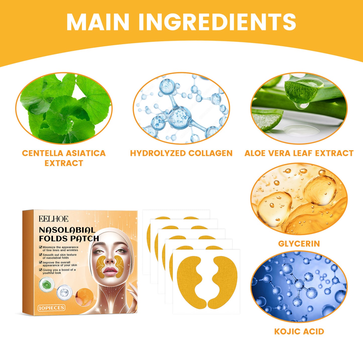 US Local EELHOE Nasolabial Folds Patch, Fade Fine Lines Law Lines Lifting And Tightening Facial Skin Moisturizing And Hydrating