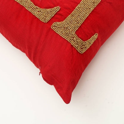 US Local Handmade Red Noel Bead Wooden Pillow