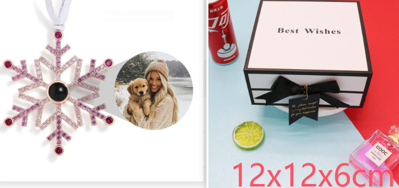 Thanksgiving Christmas Gift Snowflake Projection Necklace