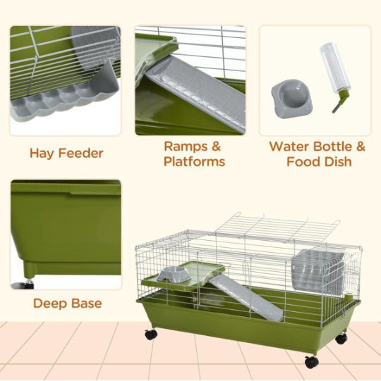 US Local Small Animal Cage, Rolling Bunny Cage, Guinea Pig Cage