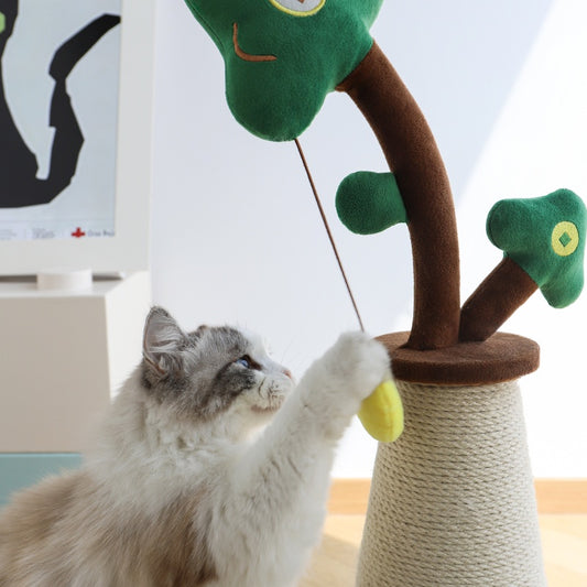US Local Vertical Money Tree Cat Scratching Pole, Sisal Wear-Resistant Cat Scratching Column, Interactive Ball Track Spring Ball Cat Toy, Durable And Cute Sisal Cat Scratching Pole