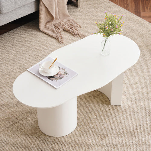 UK Local White Wooden Painted Coffee Table Abstract Cloud Shaped,Irregular White Coffee Table, Tea Table End Table, Modern Coffee Table, For Living Room Furniture, Easy Assembly