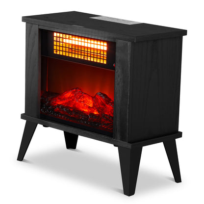 US Local ZOKOP HT1287B 120V 1000W 15in Fireplace Black Wood Free-standing - Quartz Tube - 2nd Gear Temperature Control - With Fake Firewood  - Single Color