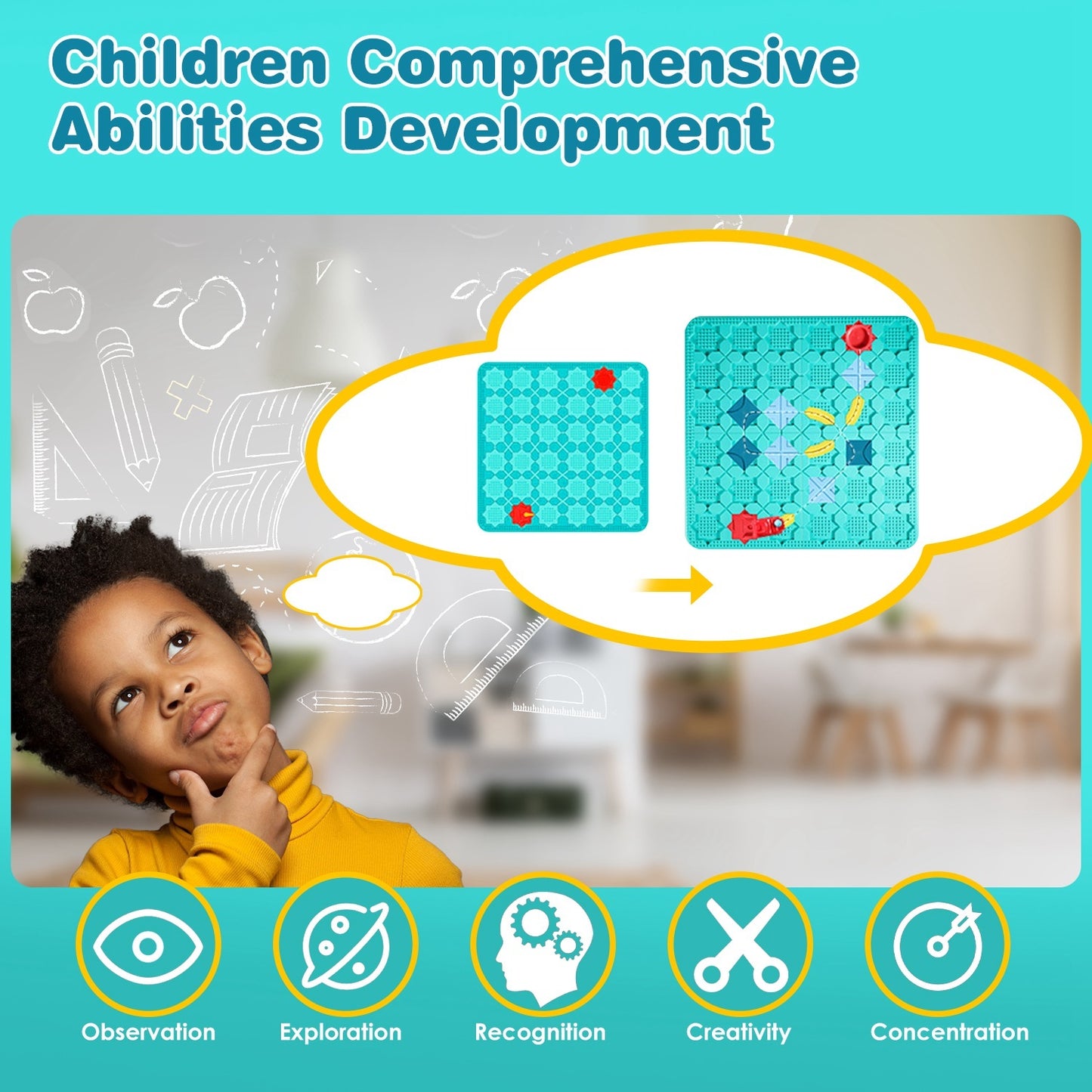 US Local 1Pc Kids Logical Road Builder Toy Brain Teasers Puzzles Montessori Toys Preschool Educational Learning Toys Puzzle STEM Board Game For 3 To 8 Years Old Boys Girls Birthday Gift