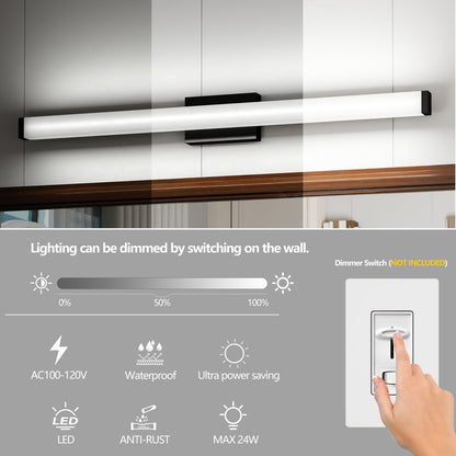 US Local Black Modern Bathroom Light Fixtures Over Mirror 41 Inch LED Vanity Lights Bar For Bath