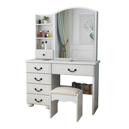 US Local Vanity Desk With Mirror & Lights, Makeup Table Set