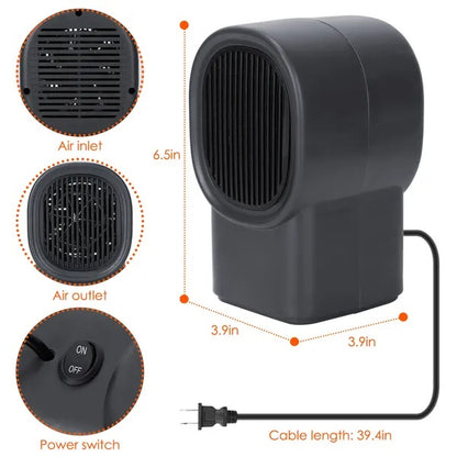 US Local 500W Portable Electric Space Heater Mini Desktop Fan Heater
