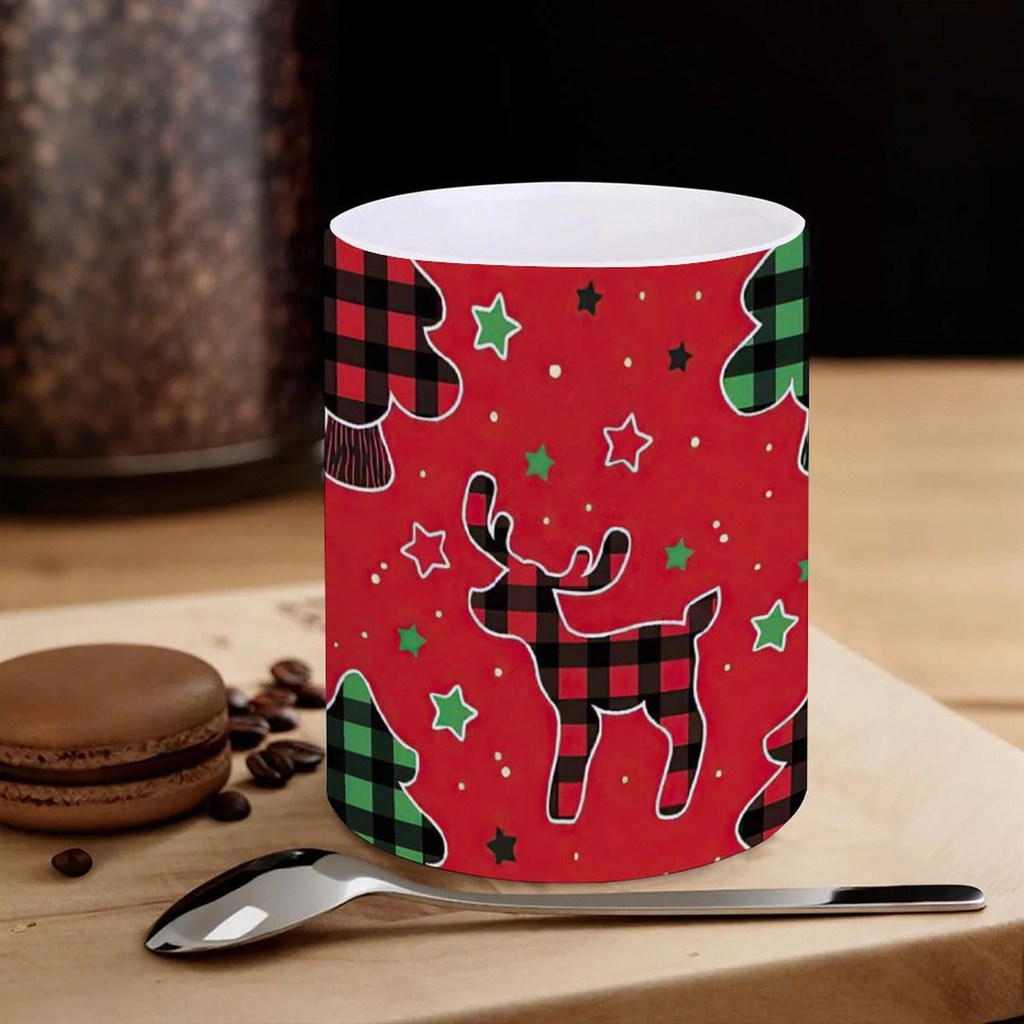 POD US Local White mug with full print, Christmas Elk 0090