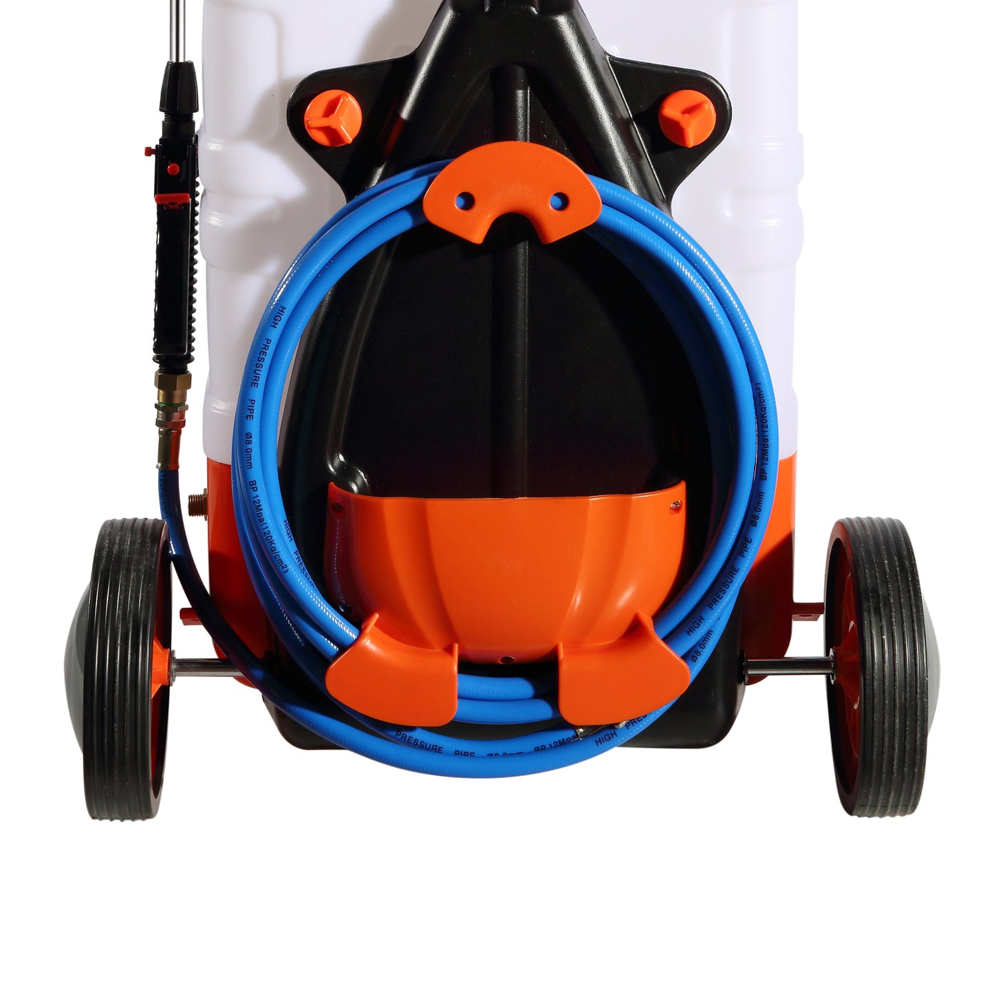 US Local VEVOR Battery Powered Backpack Sprayer With Cart, 0-94 PSI Adjustable Pressure, 4 Gallon Tank On Wheels, With 8 Nozzles And 2 Wands, 12V 7.2Ah Battery, Wide Mouth Lid For Weeding, Spraying, Cleaning