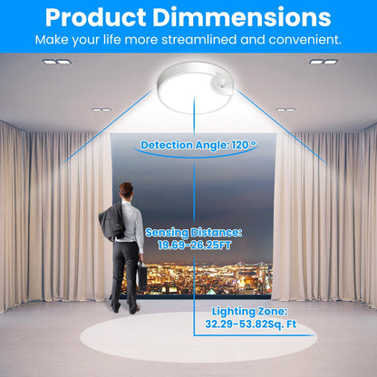 US Local 1Pc Rechargeable Motion Sensor Ceiling Light Dimmable LED Ceiling Light With Remote Timer 3 Light Colors 3 Modes For Stairs Garage Bathroom