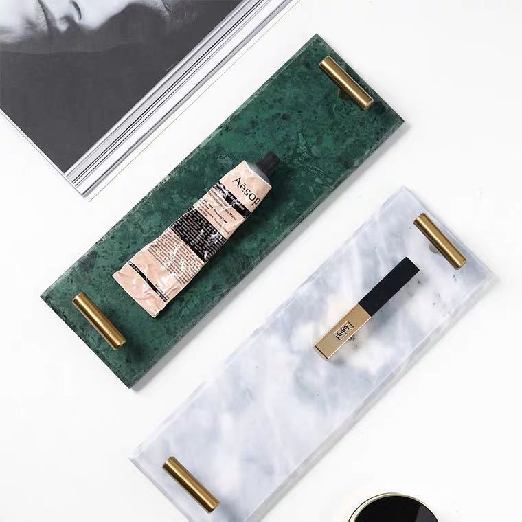 US Local Nordic Style Mild Luxury Marble Tray Dessert Plate Dish Jewelry Storage Tray