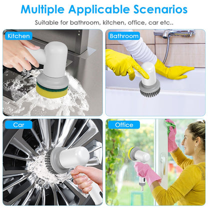 US Local 1Set Electric Handheld Spin Scrubber Cordless Cleaning Brush With 2 Rotating Speeds 3 Cleaning Brushes Rechargeable Shower Scrubber For Kitchen Dish Bathtub Sink Tile