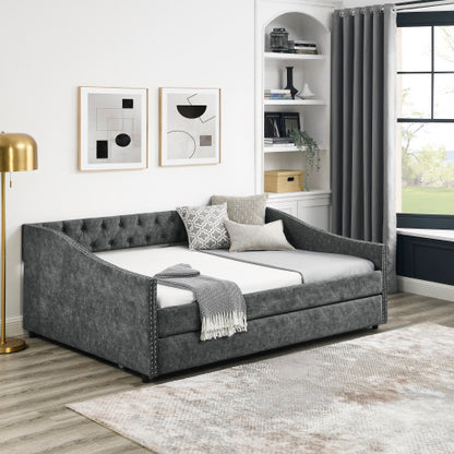 US Local The Full-size Sofa Bed Features A Double-sized Upholstered Tufted Sofa Bed On Wheels